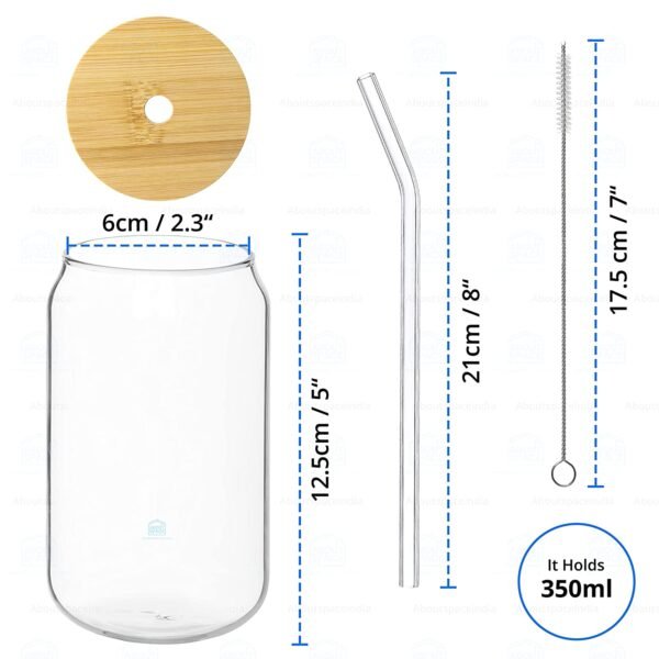 KiKiluxxa Wooden Lid Mojito Tea Glass Can Mug With Straw Pack Of 1-540Ml (Florida Can 1), Clear - Image 3