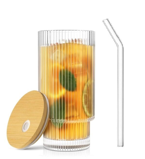 KiKiluxxa Glass Coffee Mug With Straw Green Tea Sipper Tumbler Mug With Lid - Pack Of 1- Travel Mug,Drinking Glass,Glass Sipper,Mason Jar,Can Sipper,Milk Mug,Juice Cup(Pattaya Can 1),300 ML - Image 4