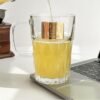 KiKiluxxa Glass Travel Tea and Coffee Fruit Juice Milk Sipper Tumbler Mug with Straw and Lid -Pack of 2-400ml [ MultiClour Items ] (Corian HT 2) - Image 8