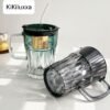 KiKiluxxa Glass Travel Tea and Coffee Fruit Juice Milk Sipper Tumbler Mug with Straw and Lid -Pack of 2-400ml [ MultiClour Items ] (Corian HT 2) - Image 2