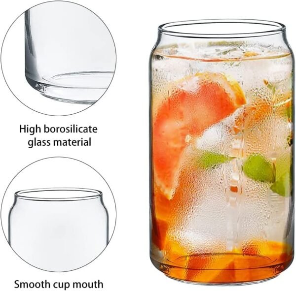 KiKiluxxa Transparent Beer N Soda Glass Sipper Tumbler with Glass Straw Mug for Adults and Kids - 540ml - Pack of 2 - Fruit Juice Milk Cup Sipper Tea N Coffee Cup Can [ T Swizy Can 2 ] - Image 7