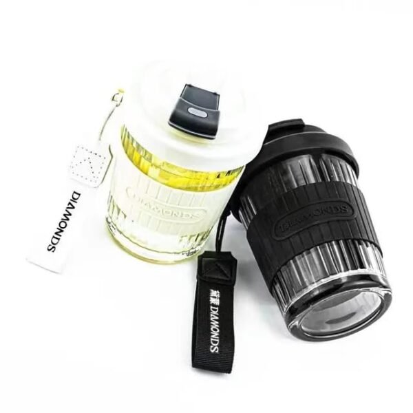 KiKiluxxa White Glass Car Travel Green Tea and Coffee/Fruit Juice/Milk Mug Sipper Tumbler Cup with Lid and Carry Belt - 420ML - Pack of 1 (WKereton Sipper 1) - Image 8