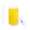 KiKiluxxa Glass Sipper Tumbler Mug with Straw and Pink/Brown Lid Ice Juice Drinks Glass Can Mug with Straw for Milk/Coffee/Green Tea Cup Set of 1-540ml Transparent Glass Cup (Sonic Tumbler 1) - Image 9