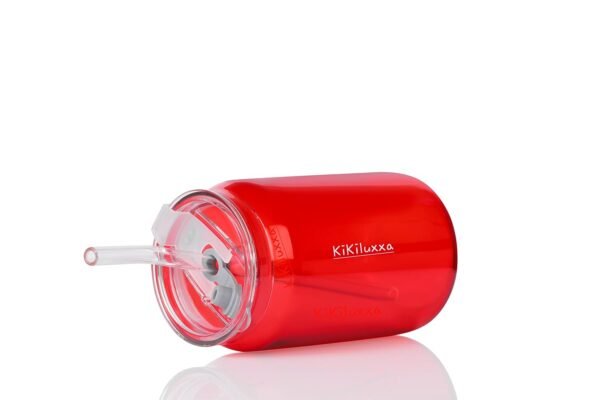 KiKiluxxa Glass Sipper Tumbler Mug with Straw and Pink/Brown Lid Ice Juice Drinks Glass Can Mug with Straw for Milk/Coffee/Green Tea Cup Set of 1-540ml Transparent Glass Cup (Sonic Tumbler 1) - Image 3