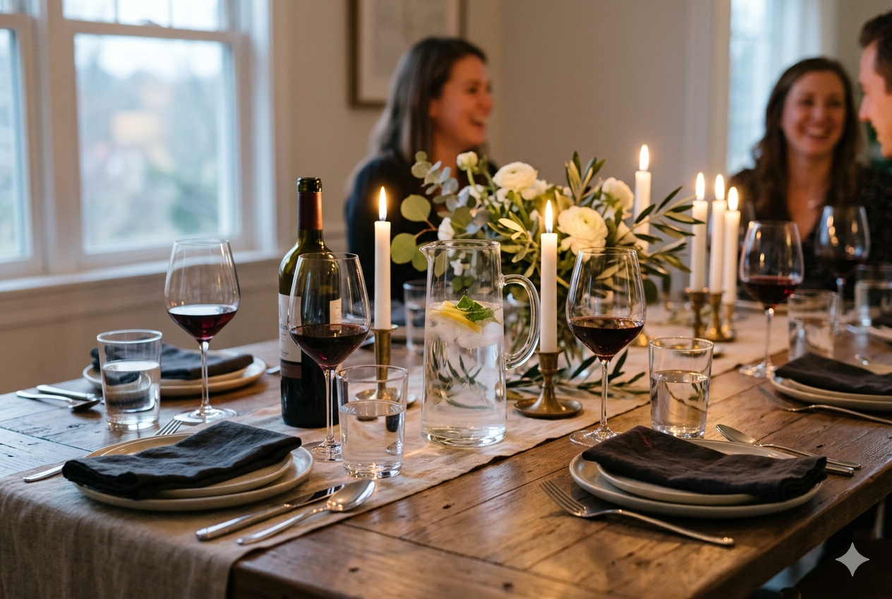 How To Set A Beautiful Dinner Party Table With Glass Drinkware